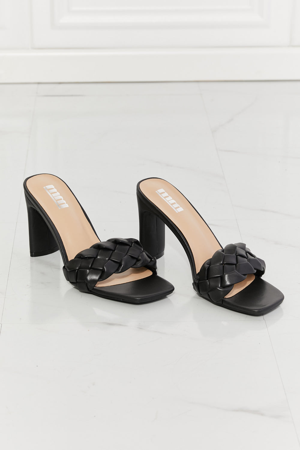 Top of the World Braided Block Heel Sandals in Black