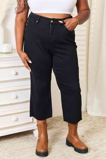 Judy Blue High Waist Wide Leg Cropped Jeans