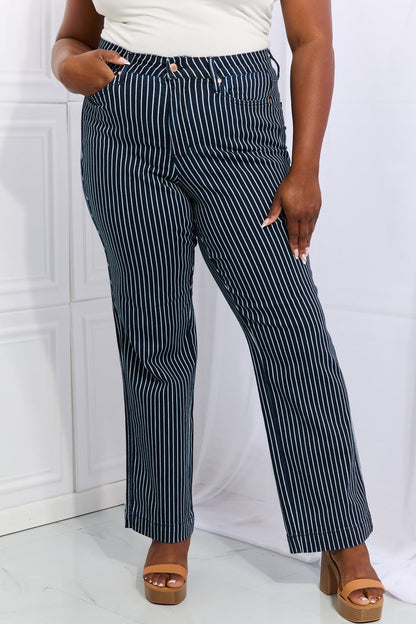 Judy Blue High Waisted Tummy Control Striped Straight Jeans