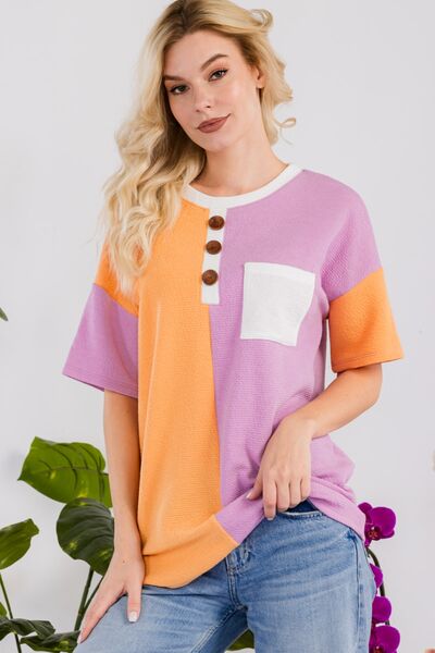 Color Block Short Sleeve T-Shirt