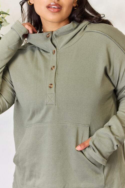 Half Button Hoodie with Pocket