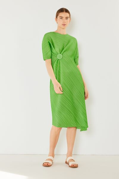 Pleated Dolman Sleeve Dress