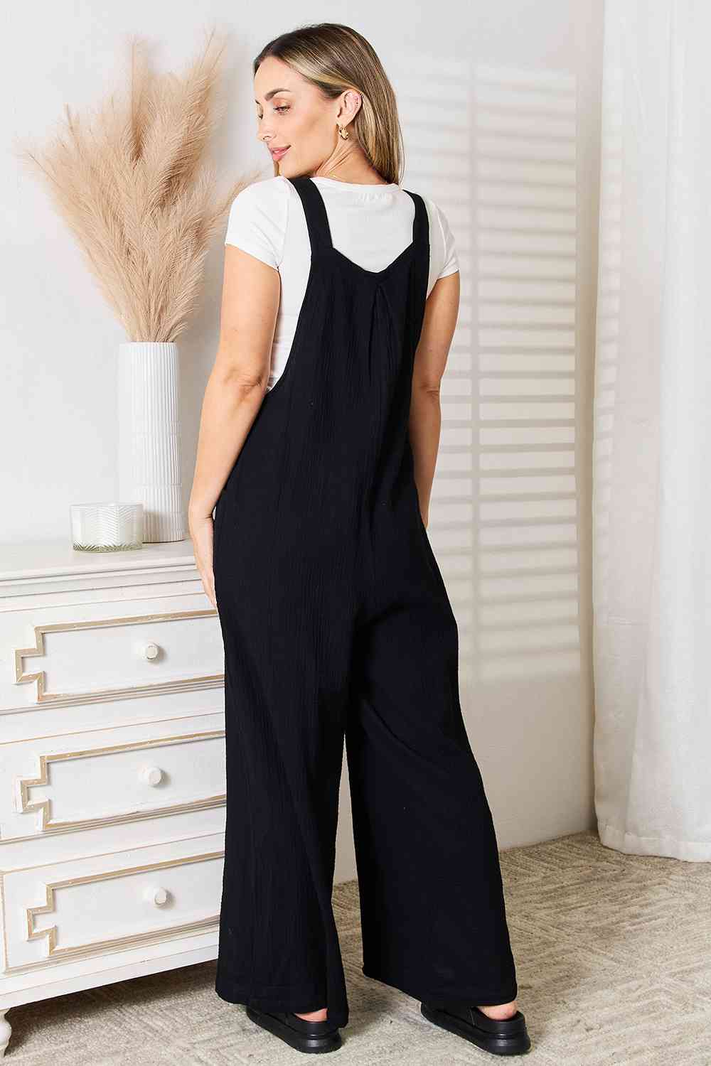 Wide Leg Overalls with Pockets