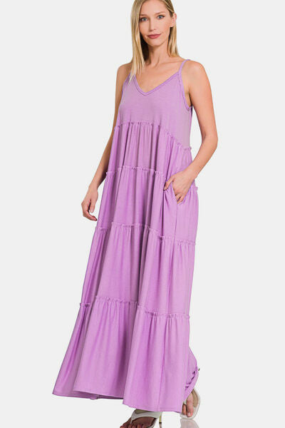 Frill Tiered V-Neck Maxi Cami Dress