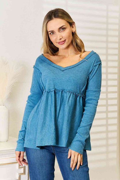 Frill Trim Babydoll Blouse