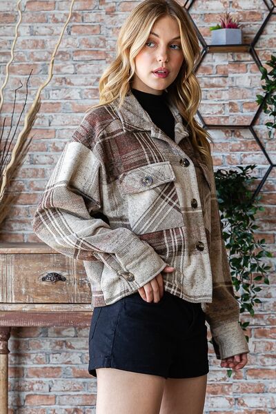 Plaid Button Up Long Sleeve Shacket