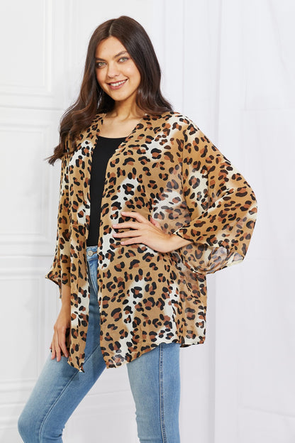 Wild Muse Animal Print Kimono in Camel