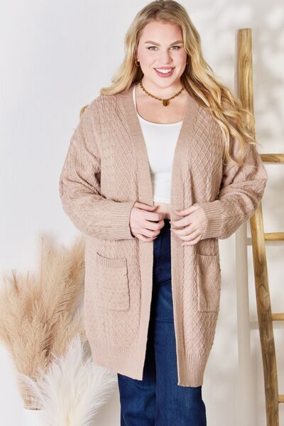 Cable-Knit Pocketed Cardigan