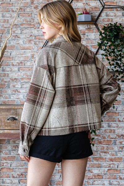 Plaid Button Up Long Sleeve Shacket