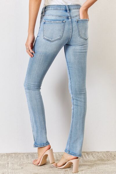 Kancan Mid Rise Y2K Slit Bootcut Jeans