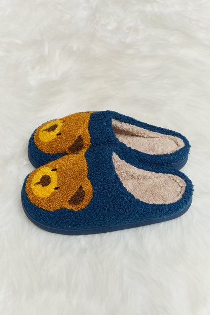 Teddy Bear Print Plush Slide Slippers