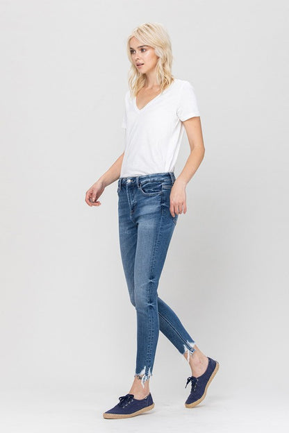 VERVET By Flying Monkey HIGH RISE ANKLE SKINNY HEM DETAILS