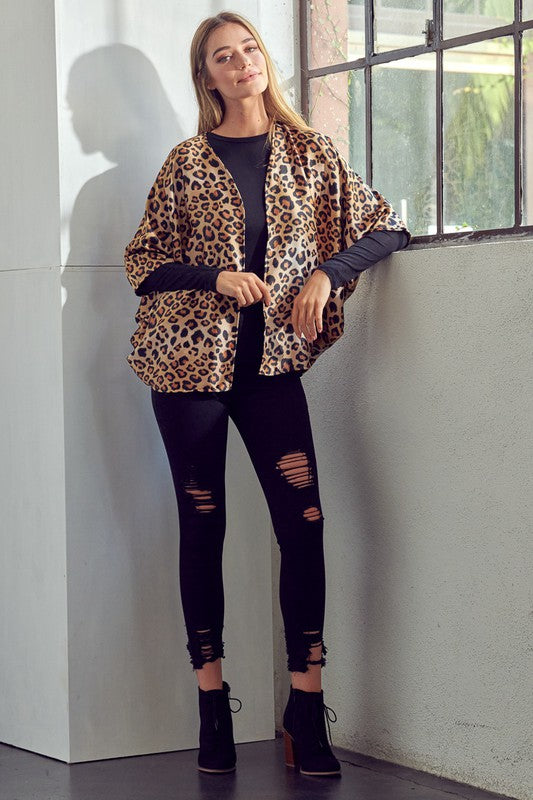 PLUS ANIMAL DROPPED KIMONO CARDIGAN