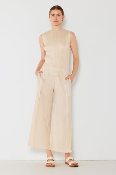 Pleated Wide-Leg Pants with Side Pleat Detail