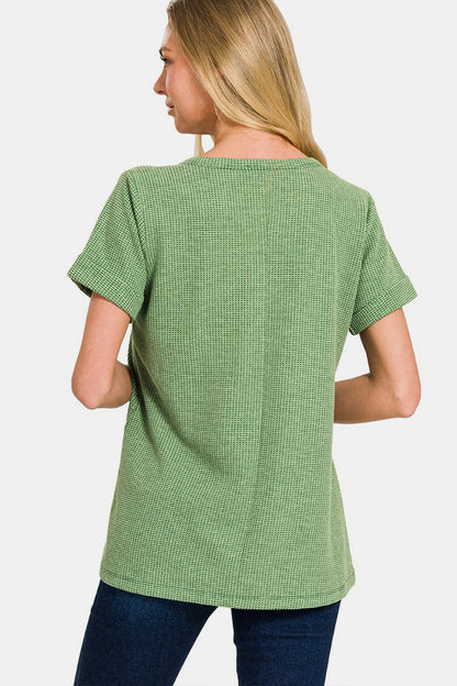 Waffle Notched Short Sleeve T-Shirt