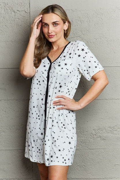 Quilted Quivers Button Down Sleepwear Dress