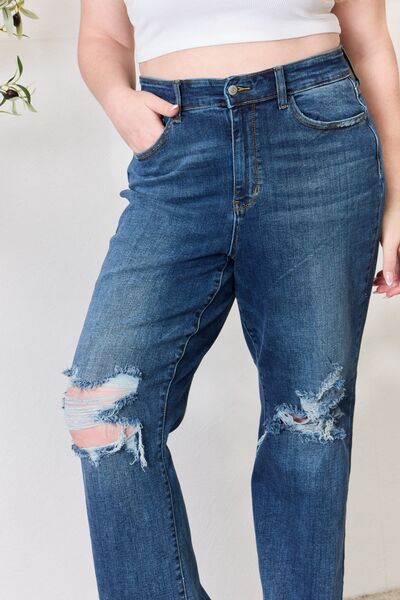 Judy Blue High Waist 90's Distressed Straight Jeans