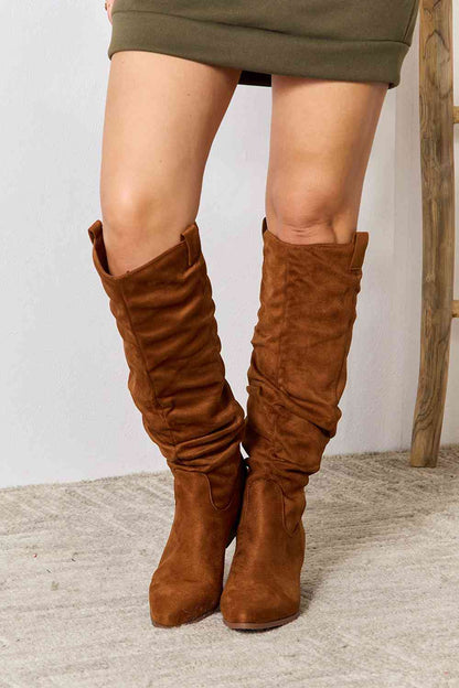 Block Heel Knee High Boots