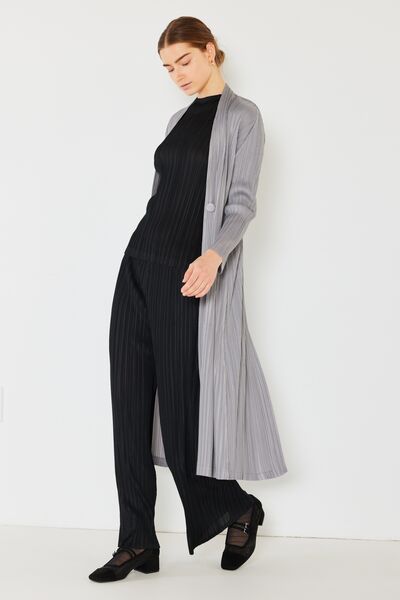 Pleated Long Sleeve Cardigan