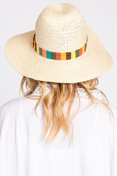 Contrast Wide Brim Straw Hat