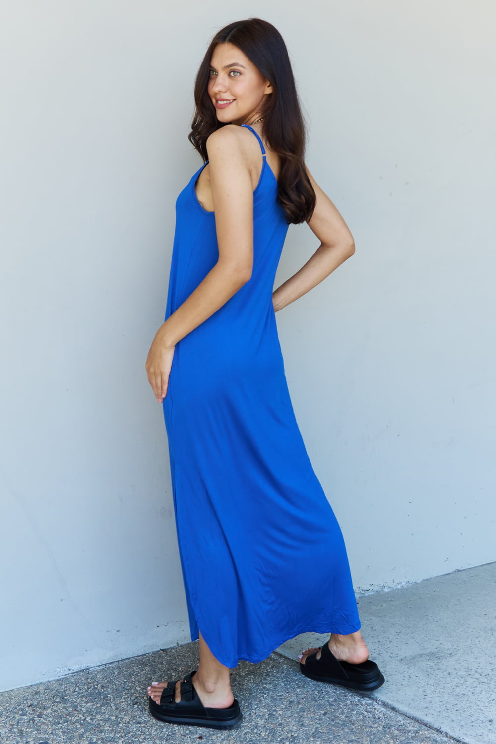 Good Energy Cami Side Slit Maxi Dress in Royal Blue