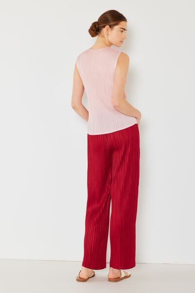 Pleated Elastic-Waist Straight Pants