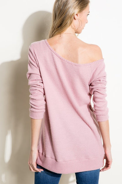 PLUS WAFFLE ONE SHOULDER TOP