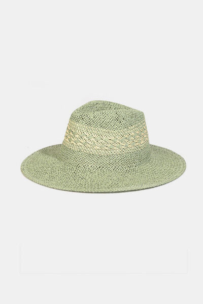 Contrast Wide Brim Straw Hat