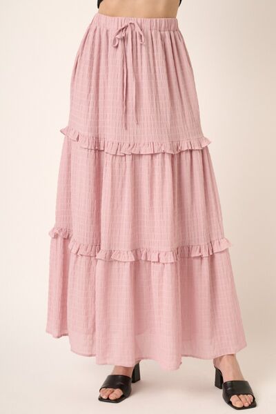 Drawstring High Waist Frill Skirt