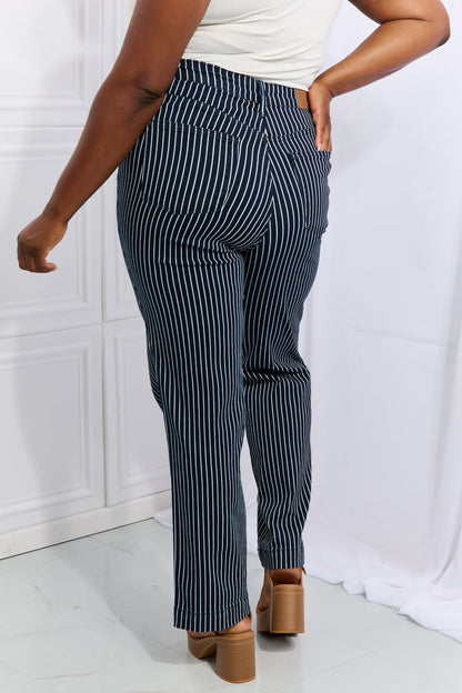 Judy Blue High Waisted Tummy Control Striped Straight Jeans