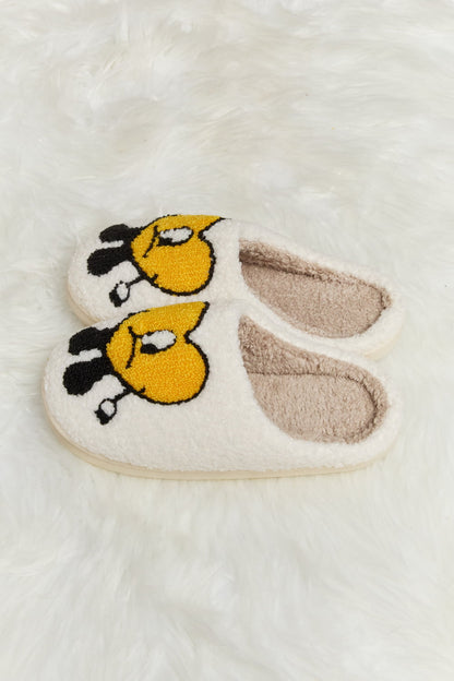 Love Heart Print Plush Slippers