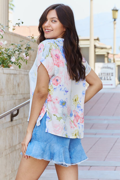 One And Only Short Sleeve Floral Print Top