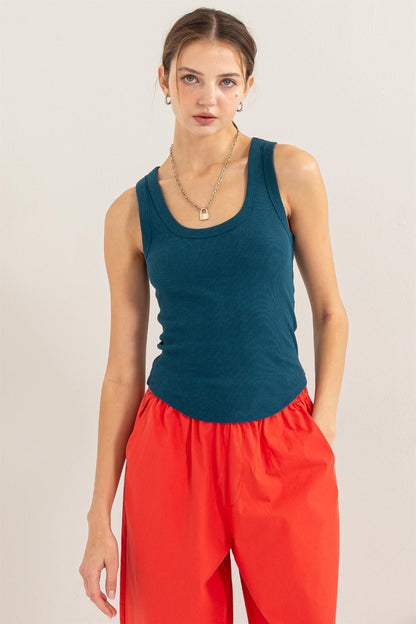 Ribbed Scoop Neck Racerback Tank