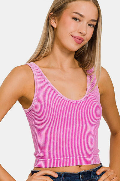 Washed Ribbed Cropped Tank