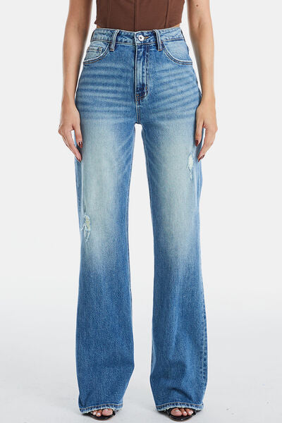 BAYEAS Ultra High-Waist Gradient Bootcut Jeans