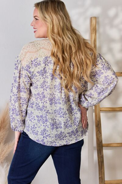 Lace Detail Printed Blouse