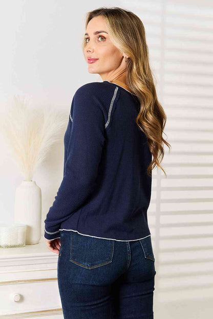 Long Raglan Sleeve Round Neck Top