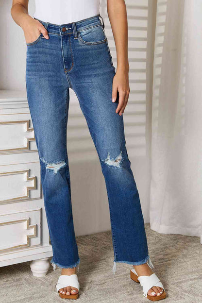 Judy Blue  Distressed Raw Hem Jeans