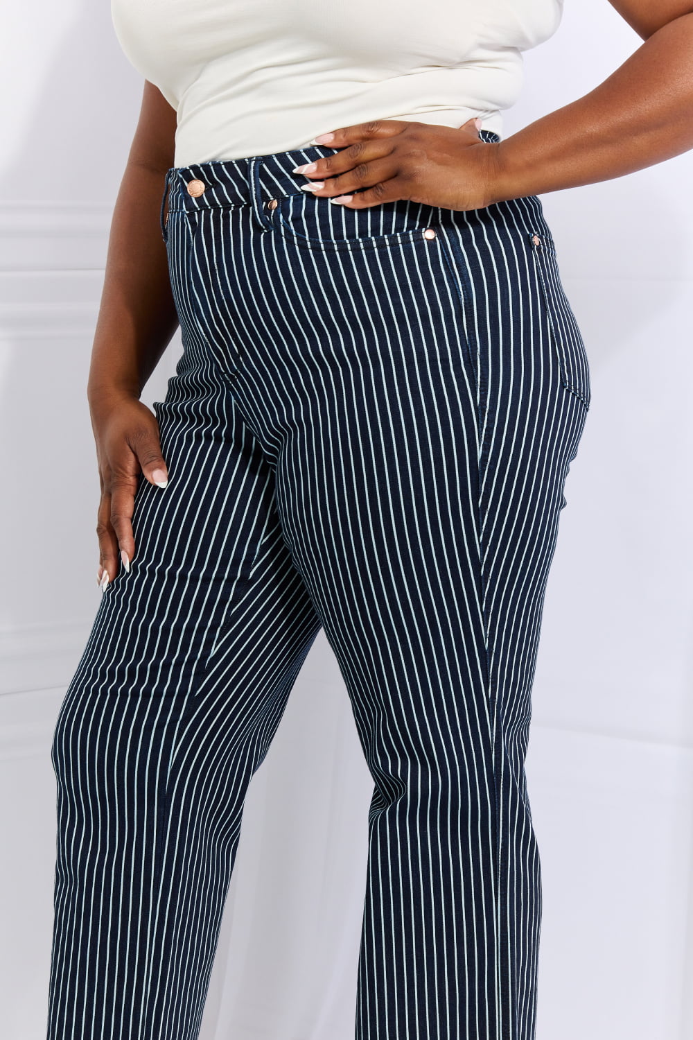 Judy Blue High Waisted Tummy Control Striped Straight Jeans