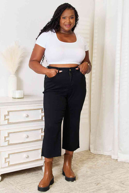 Judy Blue High Waist Wide Leg Cropped Jeans