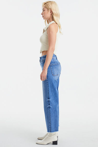 BAYEAS Raw Hem High Waist Wide Leg Jeans