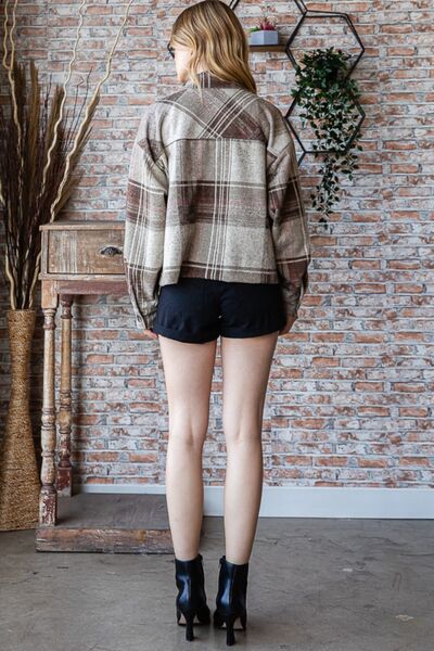 Plaid Button Up Long Sleeve Shacket