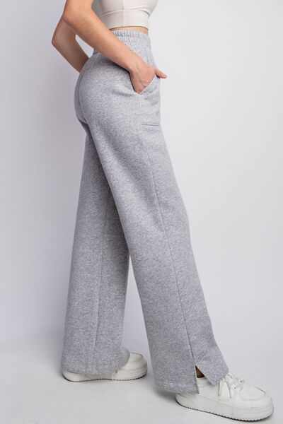 Drawstring Straight Leg Slit Sweatpants