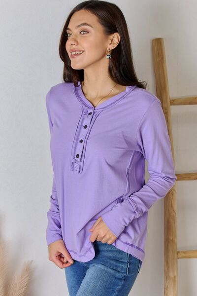 Exposed Seam Thumbhole Long Sleeve Top