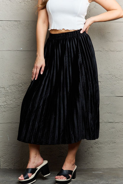 Accordion Pleated Flowy Midi Skirt