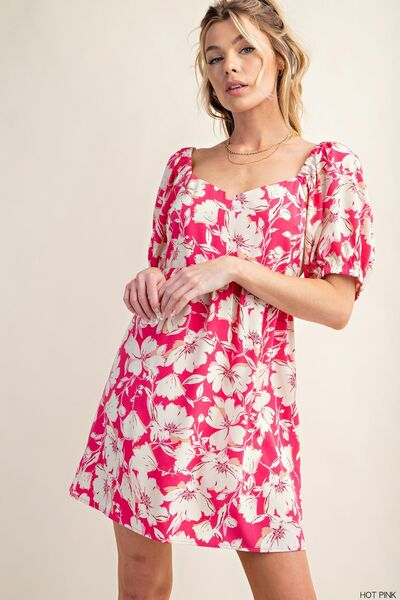 Floral Short Sleeve Mini Dress