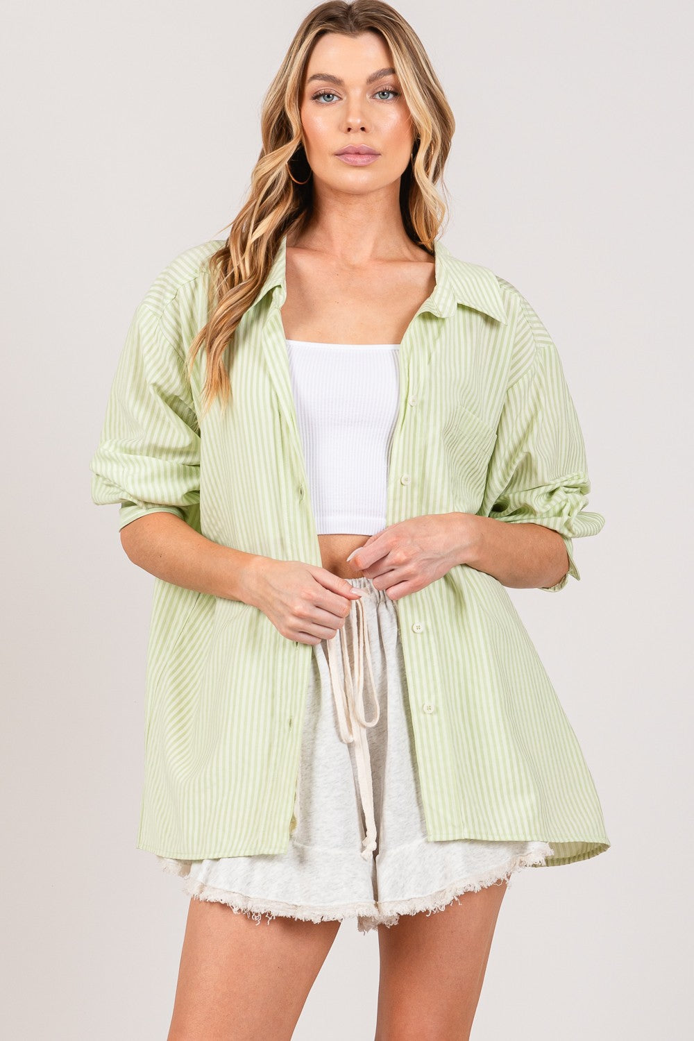 Striped Button Up Long Sleeve Shirt