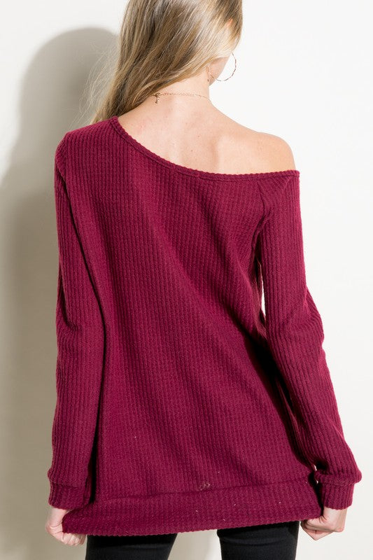 PLUS WAFFLE ONE SHOULDER TOP