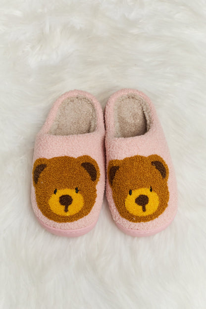 Teddy Bear Print Plush Slide Slippers