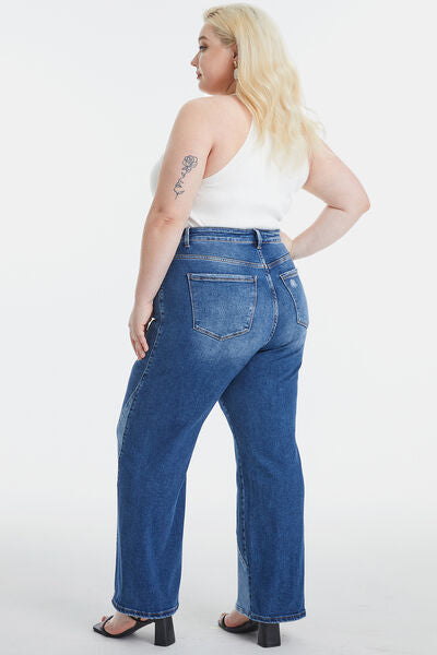 BAYEAS High Waist Two-Tones Patched Wide Leg Jeans